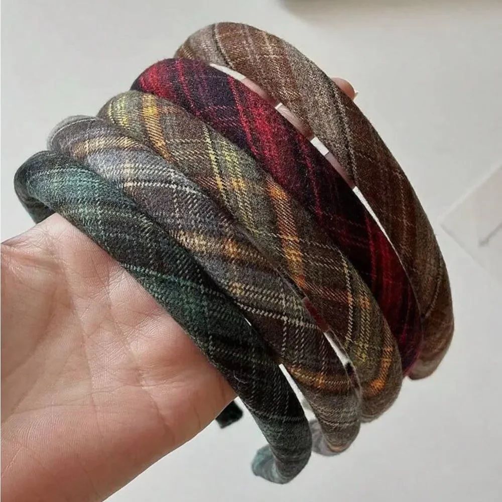 NEW! 1pc Designer-Style Classic Coquette Plaid Nova-check Headband Red or Green